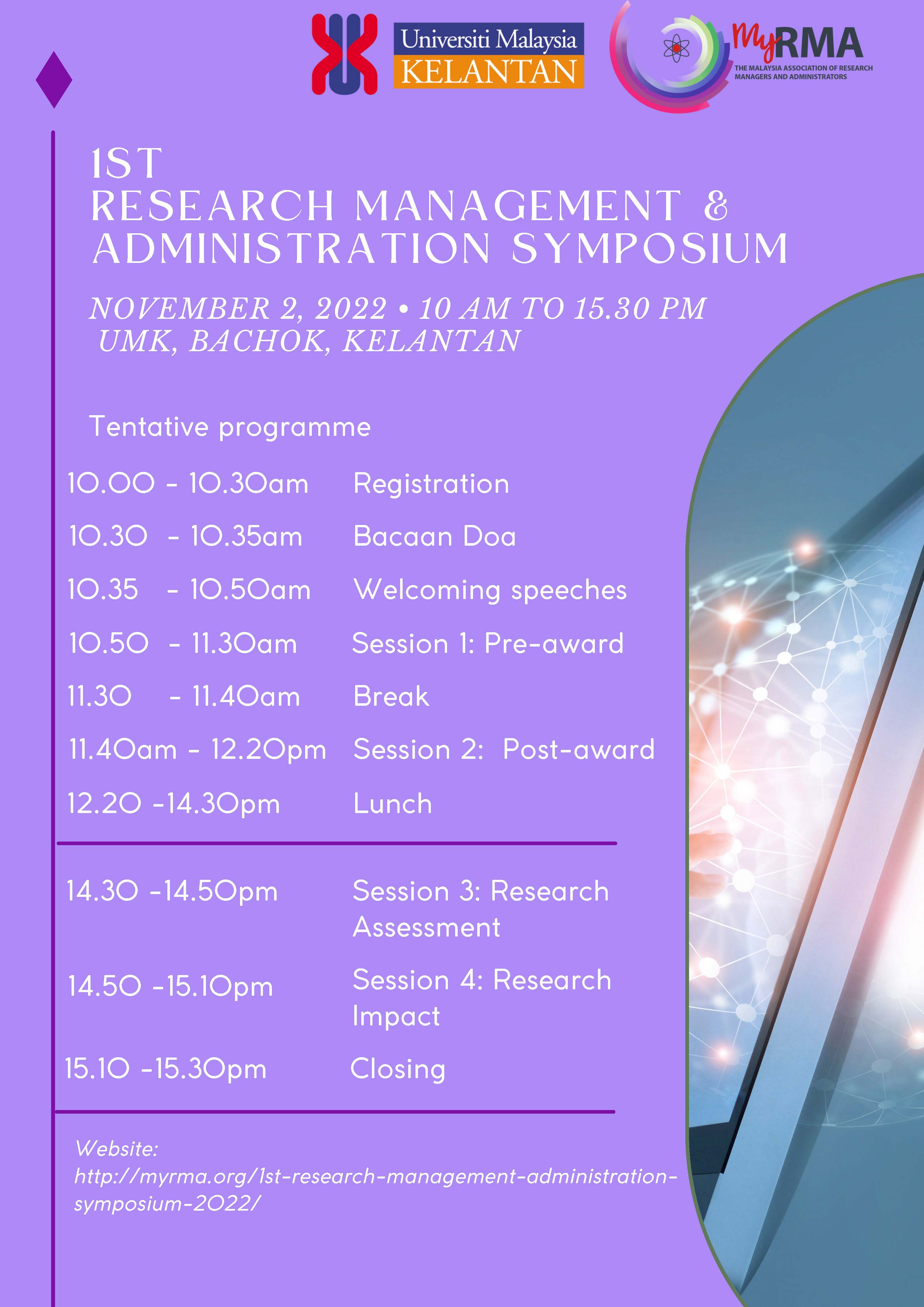 1ST RESEARCH MANAGEMENT &
ADMINISTRATION SYMPOSIUM